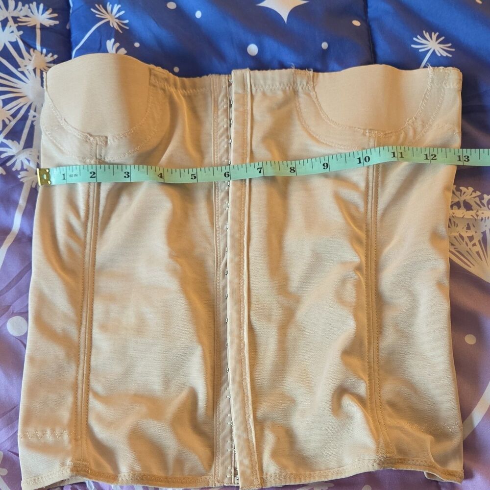 Strapless Boned Bustier Beige Hook & Eye Closure Half Cup Opaque Solid Shapewear - Picture 2 of 4